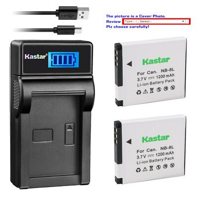 Kastar NB-8L NB8L Battery CB-2LAE Charger for Canon PowerShot A3000 IS Camera