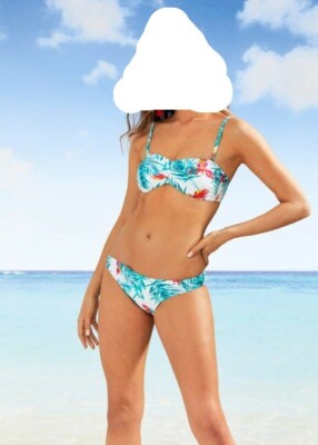 PUSHUP SCHALEN BIKINI SOFTCUPS NEU! Gr. 36 38 40 42 44 SLIP TOP in WEIß BEDRUCKT