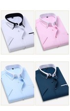 Men's Dress Shirts Formal Business Button Slim Fit Short Sleeves Casual Shirts