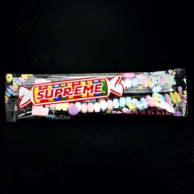 NWT Supreme Smarties Box Logo Candy Necklace Hard Candy Charm DS SS22 AUTHENTIC