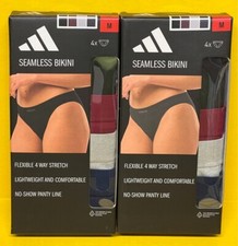 Lot of 2 Adidas Woman's 4 Pack Multicolor Seamless Bikini Underwear Size: Medium
