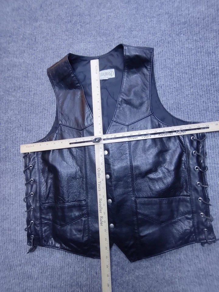 Chaleco Motociclista XL Cuero Negro Harley Propietarios Grupo Calavera Picas Parche Personalizado Foto 4 de 4