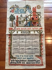 Vintage 1974 Kitchen Calendar Towel Bless This House w Made in Poland Sticker