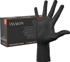 TASALON Disposable Black Nitrile Gloves 100 Count, 5 Mil Textured long Medium