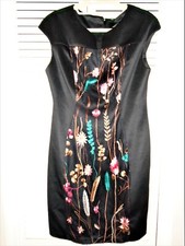 Little Black Dress Scuba Knit Sheath #6 Embroidered Floral Womens Ocean NEW