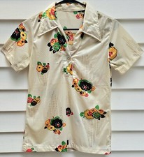 Vintage 1950 Silky Rayon Hawaiian Lei Hibiscus Jasmine Kika Blossom Flower Shirt