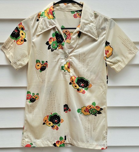 Vintage 1950 Silky Rayon Hawaiian Lei Hibiscus Jasmine Kika Blossom Flower Shirt