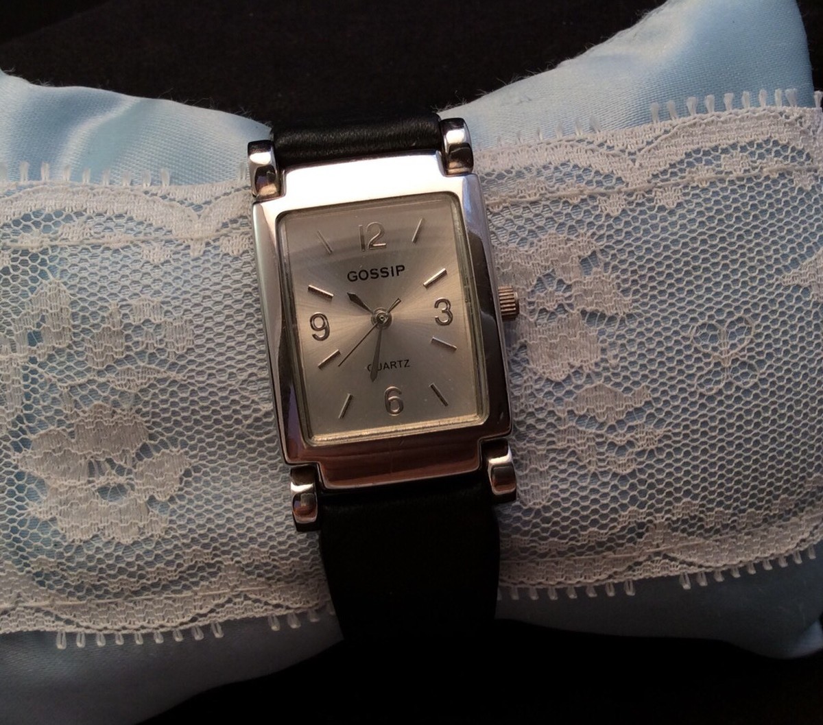 Gossip Quartz Ladies Watch with New Black Leather Band New 