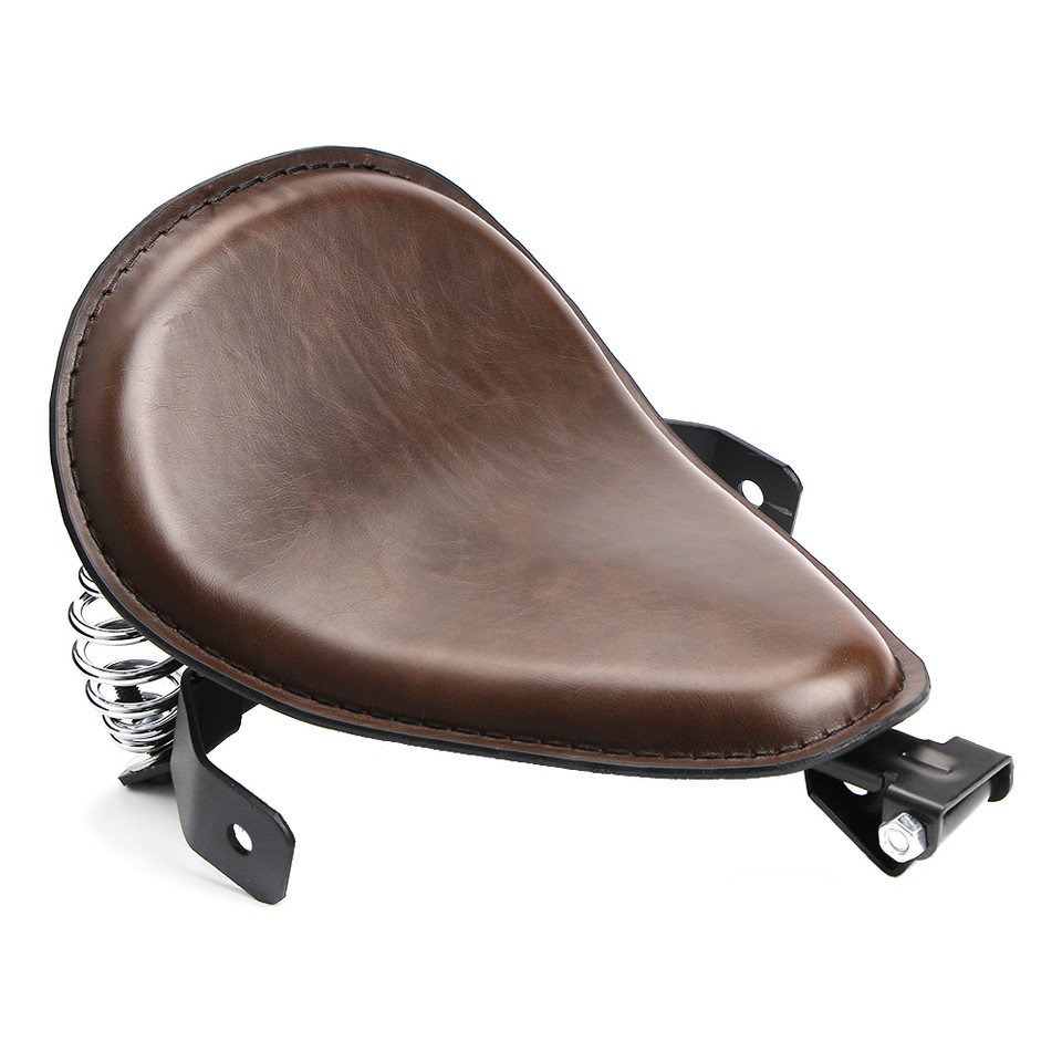Bobber Seat 3-Spring Solo Seat Bracket For Harley Sportster Chopper & Bobber Motorcycles - Black/Brown Harley-Davidson Sportster Motorcycles