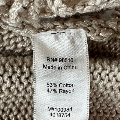 Coldwater Creek Cardigan XS 4-6 Windowpane Crochet Open Front