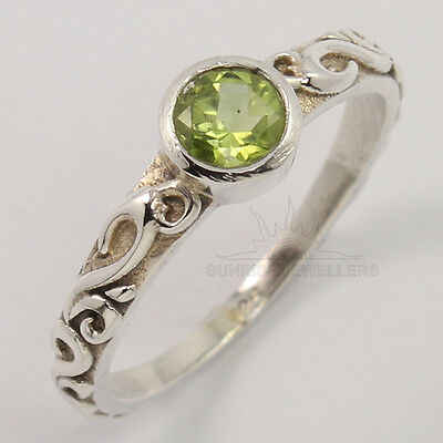 Handmade Silver Ring 925 Solid Sterling Silver Natural Peridot Gemstone All Size 3-15