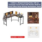 L-Shaped Gaming Desk 150cm with Adjustable Monitor Shelf and Sturdy Steel Frame