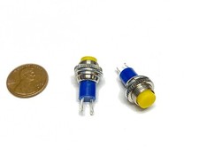 2 Pieces yellow N/C 10mm NORMALLY CLOSED NC PUSH BUTTON SWITCH E1