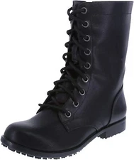 SafeTstep Safe T Step Women's Brooke Black Lace-Up Side Zip Combat Boots 161025