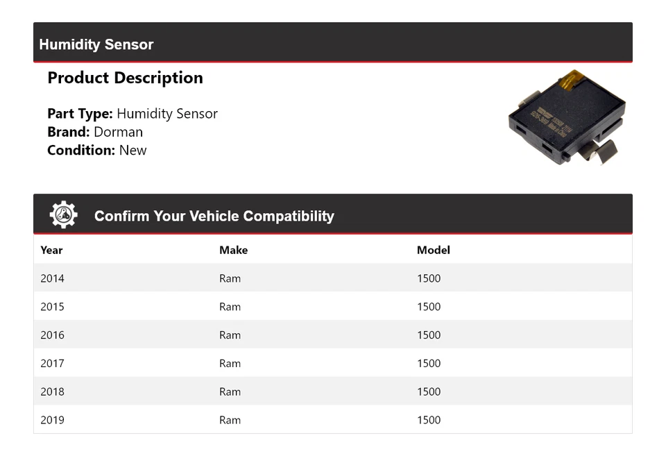 Sensor de humedad para Ram 1500 Dorman 2014-2019 2015 2016 2017 2018 Foto 2 de 4
