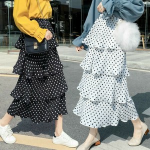 Lady Chiffon Polka Dot Tiered Skirt 