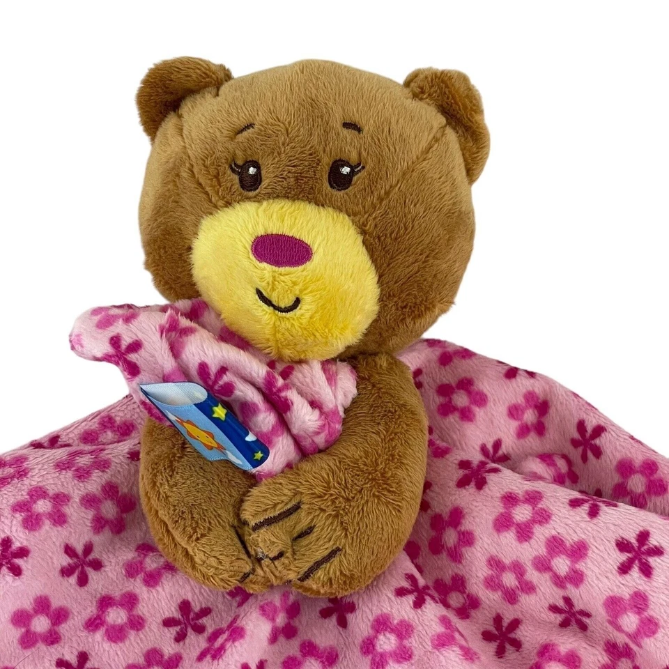 Taggies Oso de Peluche Lovey Rosa Flores Satén Borde Trasero 14" Manta de Seguridad Foto 2 de 4