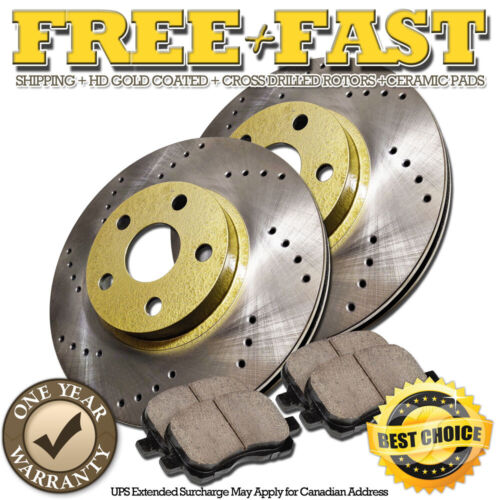 G1229 FRONT Drilled GOLD Rotors Ceramic Pads FOR 2015 2016 Honda Accord V6 EX-L - Picture 1 of 4
