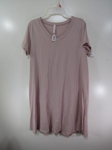 New Mia & Tess T Shirt Dress Size S Brown Pull Over V Neck Short Sleeve Casual