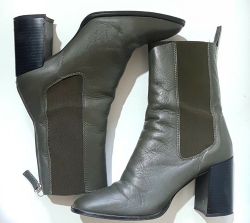 TOPSHOP Womens military green Leather 