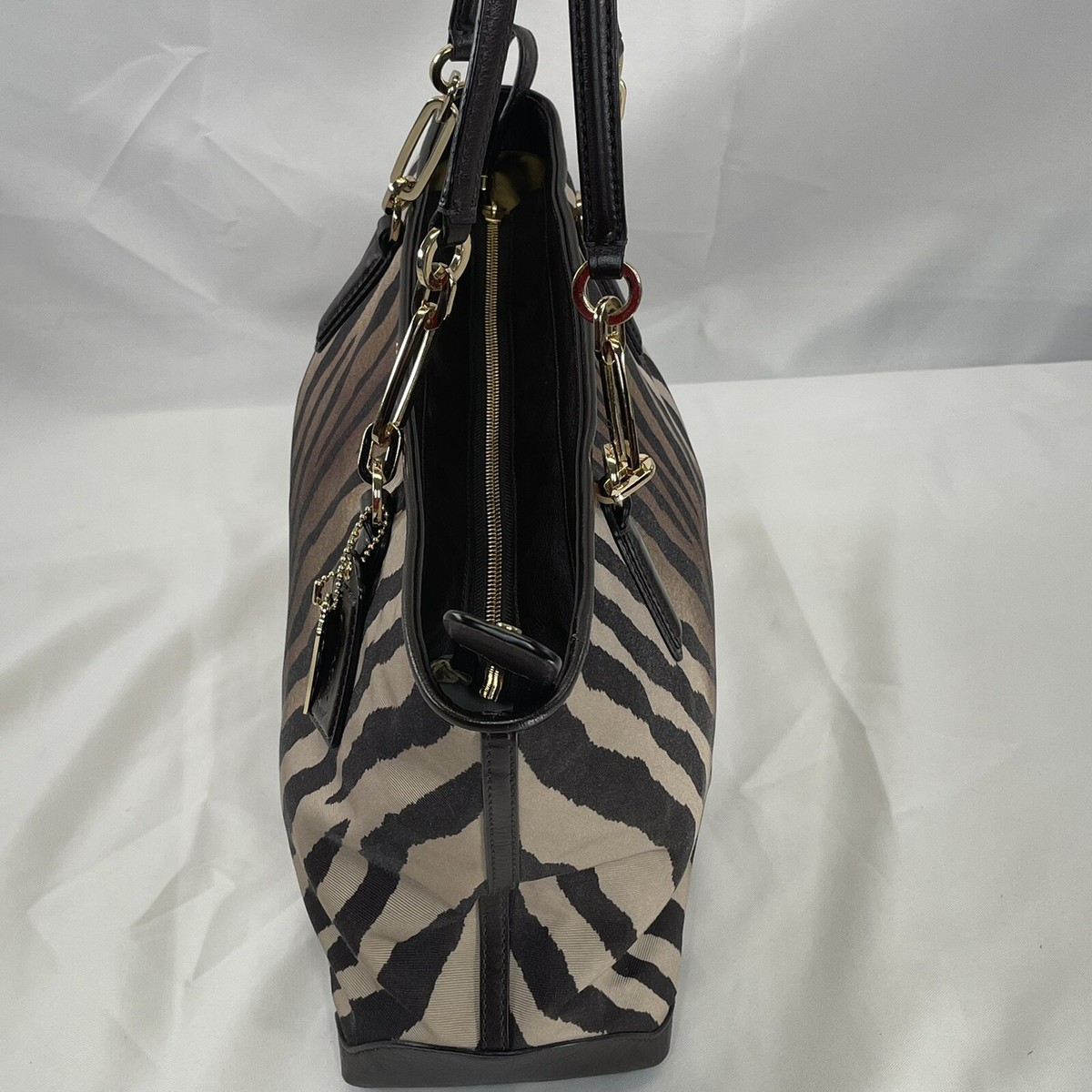 Coach Bag Purse G1369-26881 Zebra Print Striped Madison East West