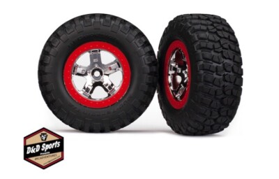 Traxxas 5867 BF Goodrich Mud-Terrain T/A KM2 Tires Chrome, Red Beadlock Wheels