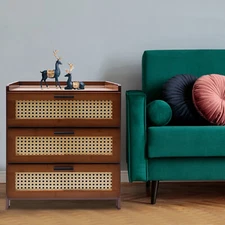 Wooden Nightstand Bedside Bedroom End Table Storage Shelf Stand with 3 Drawers