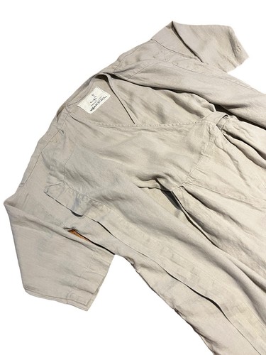 Not Perfect Linen BEIGE Tie Wrap Waist Jumpsuit Robe Set Women’s Size XS - Picture 6 of 11