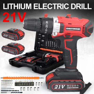 21V Cordless Hammer Drill Set Electric Impact Driver Screwdriver + 2 Battery UK