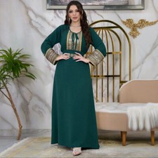 Ramadan Muslim Islamic Women Elegant Party Abaya Kaftan Maxi Dress Dubai Evening