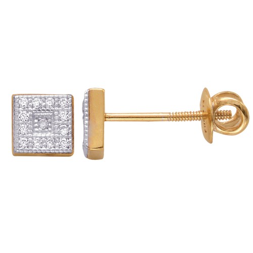 925 Sterling Silver Flat Square Micro Pave CZ Frosted Stud Earrings Screw back - Picture 5 of 9