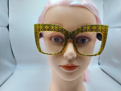 NWOT +1.25 Oversized 6'' Wide Square Blue Light Reading Glasses Black & Gold