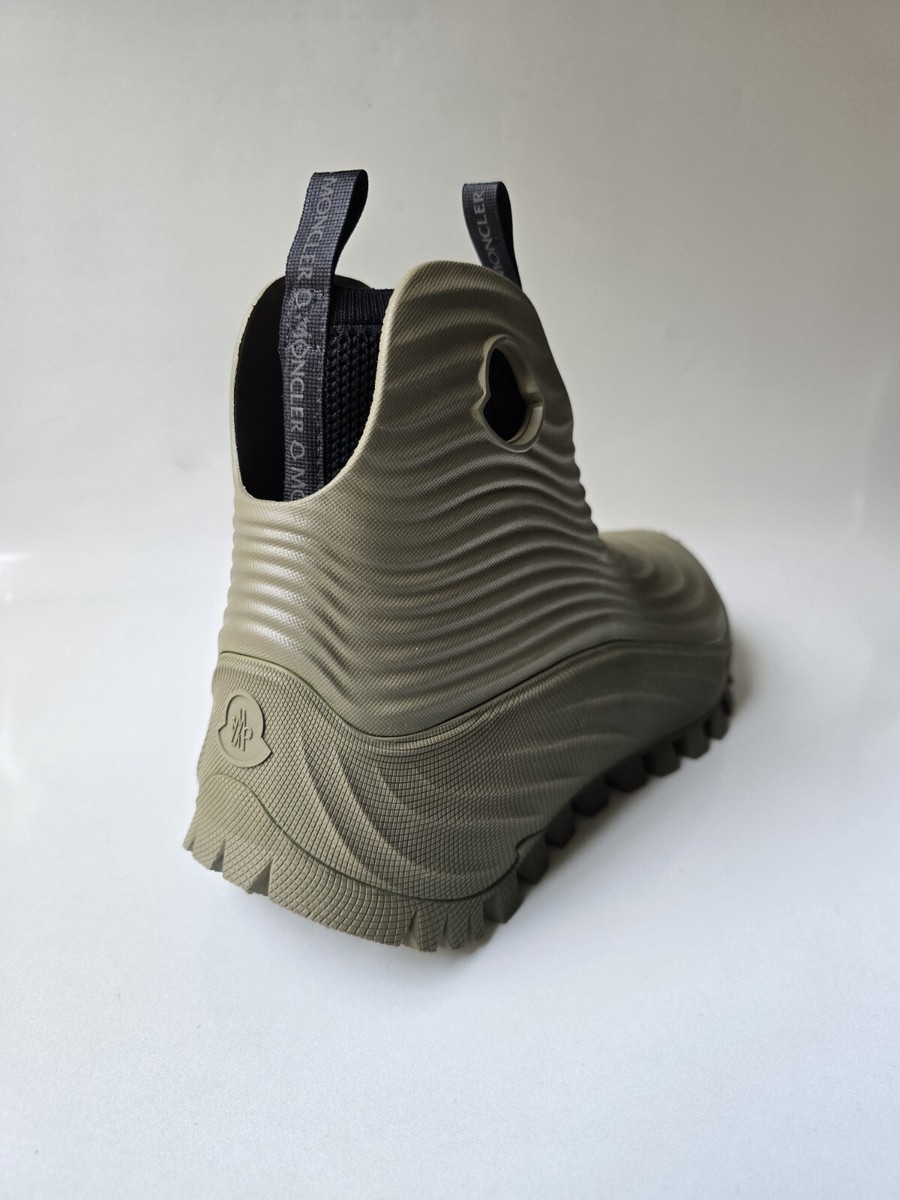 Moncler Acqua High Rain Boots Khaki Green Men's 11 44 Removable