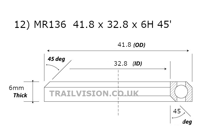 DJC Roulement De Casque De Vélo De Route VTT MR136 MR137 32,8 41,8 Mm