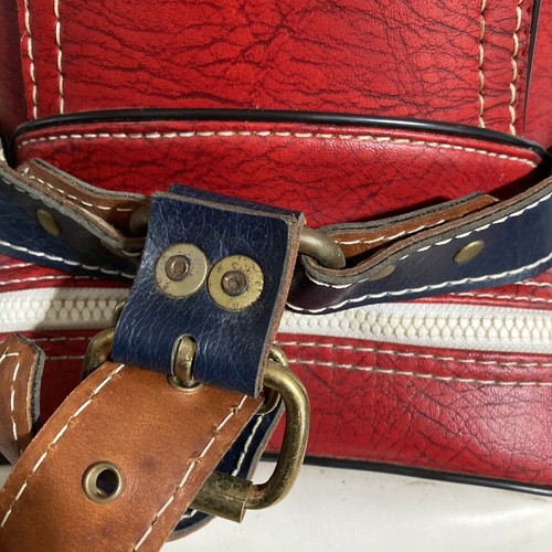 VTG Belding Red Blue Leather NFL Alumni Arizona Chapter Golf Cart Bag Rain Cap - Picture 10 of 21