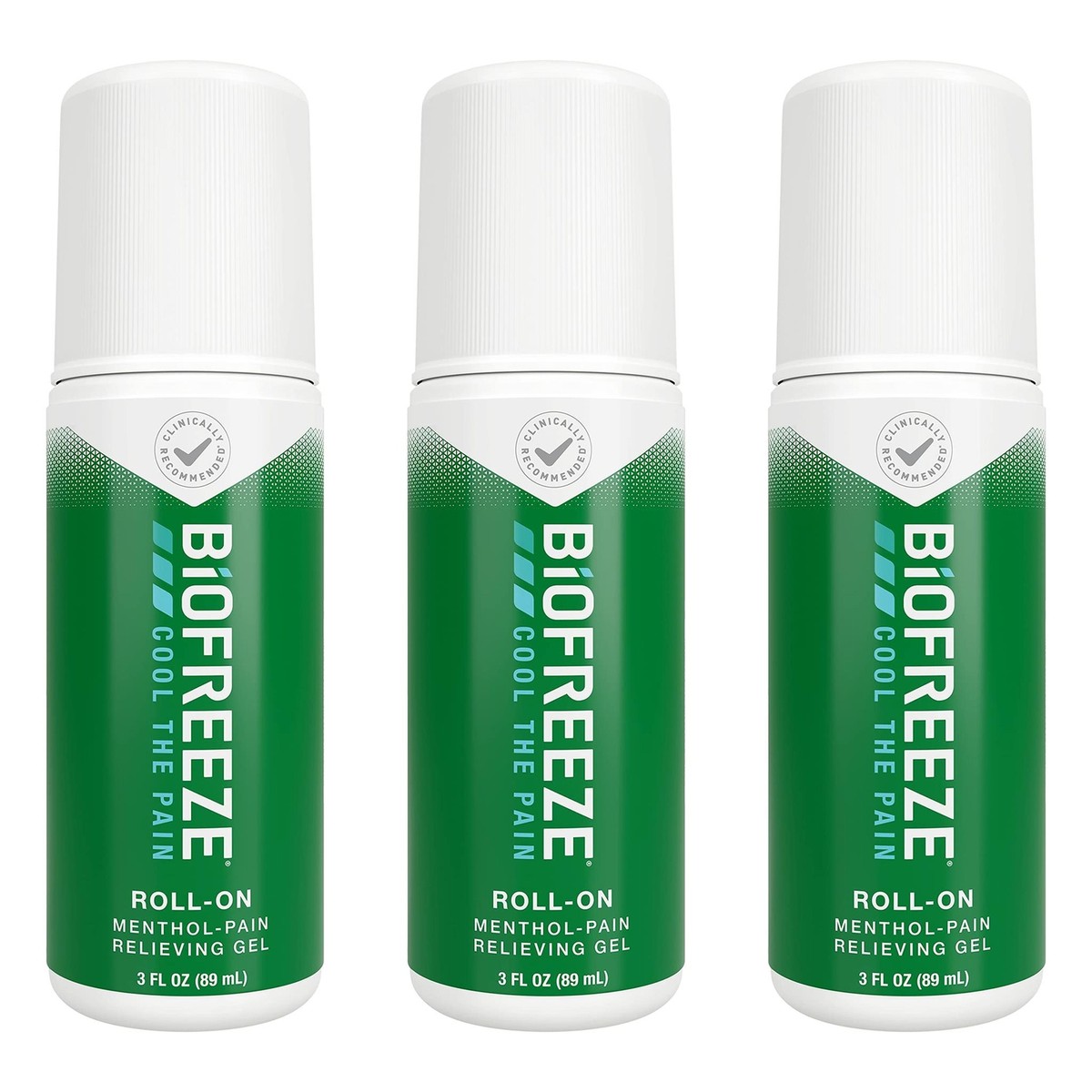 Biofreeze Roll-On Pain-Relieving Gel 3 FL OZ, Green (Pack Of