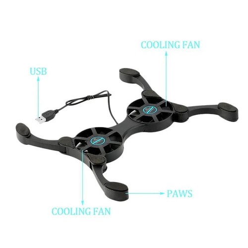 Foldable Low Noise USB Powered 2Fans Cooling Pad Slim Cooler Stands Bases N🌞 - Photo 5/8