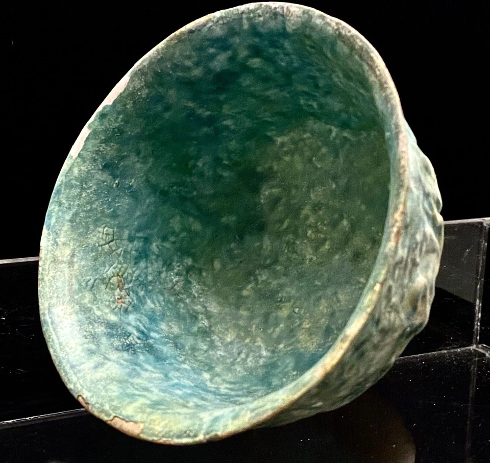 Early Middle Eastern Islamic Persian Turquoise Blue Glazed Kash-an Bowl-Rare - Image 2 of 4