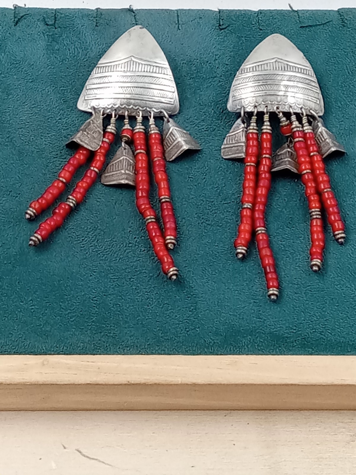 StatementBIGSterlingSilverSouthwesternEarringsw.CoralDangles: