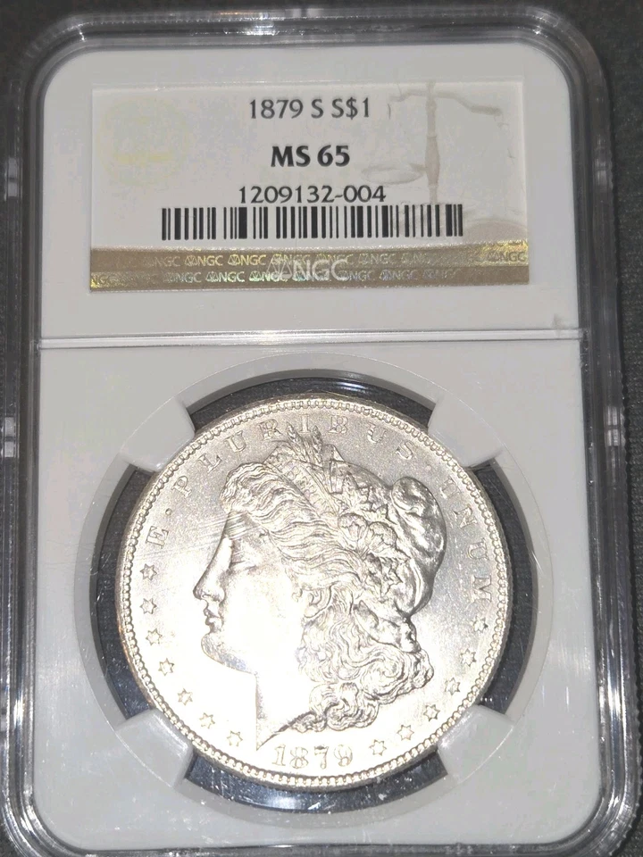 1879-S Morgan Silver Dollar $1 NGC MS65 – Lustrous with Near-Prooflike Finish  - Image 2 of 4