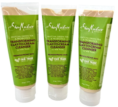 SheaMoisture Matcha Green Tea Clay to Cream Cleanser 3 Pack Face Wash Acne Sooth