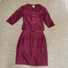 Vintage Talbots Pure Silk 2 Piece Jacket Skirt Purple Women  s 4 Old Money