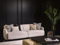 Moderner Beiger 3-Sitzer-Sofa Aus Textil Mit Holzrahmen