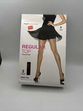 Hanes Stylessentials Regular Top Pantyhose 2 Pair Sheer Leg Size Q Nude