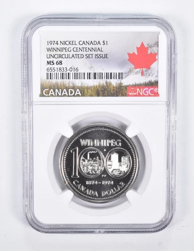 1974 MS68 Canadian $1 Nickel Winnipeg Centennial Unc Set Issue NGC