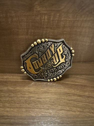Montana Silversmiths Cowboy Up Attitude Belt Buckle est. 1993 Brass and Silver 