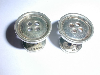 #ad ROBIN ROTENIER NOVELTY STERLING SILVER BUTTON CUFFLINKS $149.00