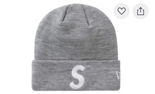 Bonnet Supreme New Era S logo gris bruyère OS