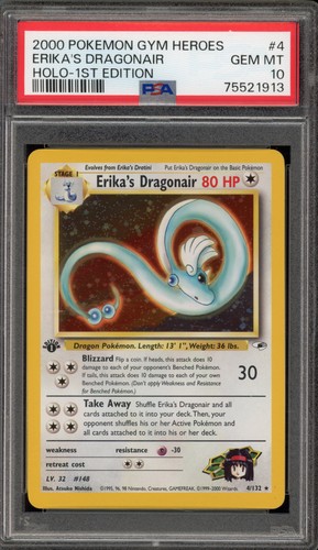 Pokemon Erika's Dragonair Gym Heroes 1st Edition Holo Rare #4 PSA 10 Gem Mint