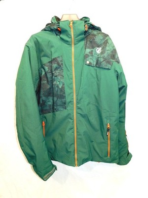 Dare2b Size M Green Print Testament Ski Jacket Mens Coat Insulated Hooded Zip